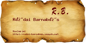 Rádai Barnabás névjegykártya